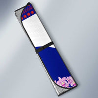 Costa Rica Christmas Auto Sun Shade with Santa Claus Pink Orchid Tree National Emblem and Festive Pattern Design - Wonder Print Shop