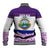 Costa Rica Christmas Baseball Jacket with Santa Claus Pink Orchid Tree National Emblem and Festive Pattern Design - Wonder Print Shop