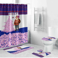 Costa Rica Christmas Bathroom Set with Santa Claus Pink Orchid Tree National Emblem and Festive Pattern Design - Wonder Print Shop