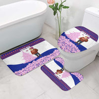Costa Rica Christmas Bathroom Set with Santa Claus Pink Orchid Tree National Emblem and Festive Pattern Design - Wonder Print Shop