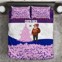 Costa Rica Christmas Bedding Set with Santa Claus Pink Orchid Tree National Emblem and Festive Pattern Design - Wonder Print Shop