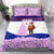 Costa Rica Christmas Bedding Set with Santa Claus Pink Orchid Tree National Emblem and Festive Pattern Design - Wonder Print Shop