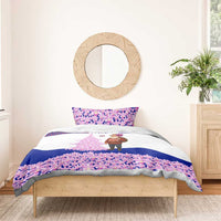 Costa Rica Christmas Bedding Set with Santa Claus Pink Orchid Tree National Emblem and Festive Pattern Design - Wonder Print Shop