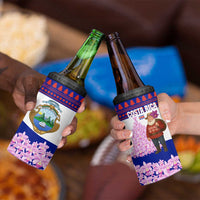 Costa Rica Christmas 4 in 1 Can Cooler Tumbler with Santa Claus Pink Orchid Tree National Emblem and Festive Pattern Design - Wonder Print Shop