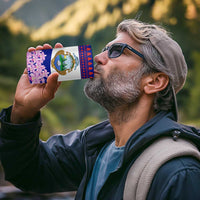 Costa Rica Christmas 4 in 1 Can Cooler Tumbler with Santa Claus Pink Orchid Tree National Emblem and Festive Pattern Design - Wonder Print Shop