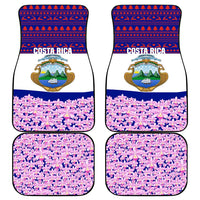 Costa Rica Christmas Car Mats with Santa Claus Pink Orchid Tree National Emblem and Festive Pattern Design - Wonder Print Shop