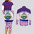 Costa Rica Christmas Couples Matching Long Sleeve Bodycon Dress and Long Sleeve Button Shirt with Santa Claus Pink Orchid Tree National Emblem and Festive Pattern Design - Wonder Print Shop