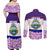 Costa Rica Christmas Couples Matching Off Shoulder Maxi Dress and Long Sleeve Button Shirt with Santa Claus Pink Orchid Tree National Emblem and Festive Pattern Design - Wonder Print Shop