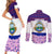 Costa Rica Christmas Couples Matching Short Sleeve Bodycon Dress and Long Sleeve Button Shirt with Santa Claus Pink Orchid Tree National Emblem and Festive Pattern Design - Wonder Print Shop