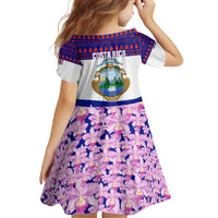 Costa Rica Christmas Family Matching Off Shoulder Maxi Dress and Hawaiian Shirt with Santa Claus Pink Orchid Tree National Emblem and Festive Pattern Design - Wonder Print Shop