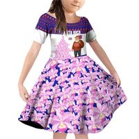 Costa Rica Christmas Family Matching Off Shoulder Short Dress and Hawaiian Shirt with Santa Claus Pink Orchid Tree National Emblem and Festive Pattern Design - Wonder Print Shop