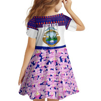 Costa Rica Christmas Family Matching Summer Maxi Dress and Hawaiian Shirt with Santa Claus Pink Orchid Tree National Emblem and Festive Pattern Design - Wonder Print Shop