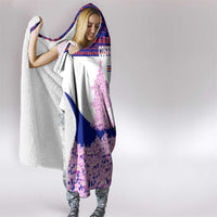 Costa Rica Christmas Hooded Blanket with Santa Claus Pink Orchid Tree National Emblem and Festive Pattern Design - Wonder Print Shop