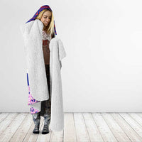 Costa Rica Christmas Hooded Blanket with Santa Claus Pink Orchid Tree National Emblem and Festive Pattern Design - Wonder Print Shop