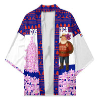 Costa Rica Christmas Kimono with Santa Claus Pink Orchid Tree National Emblem and Festive Pattern Design - Wonder Print Shop