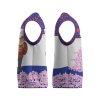 Costa Rica Christmas Knitted V-Neck Vest with Santa Claus Pink Orchid Tree National Emblem and Festive Pattern Design - Wonder Print Shop