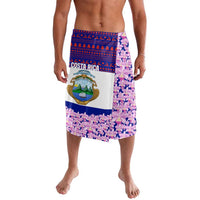 Costa Rica Christmas Lavalava with Santa Claus Pink Orchid Tree National Emblem and Festive Pattern Design - Wonder Print Shop