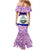 Costa Rica Christmas Mermaid Dress with Santa Claus Pink Orchid Tree National Emblem and Festive Pattern Design - Wonder Print Shop