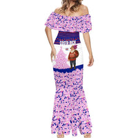 Costa Rica Christmas Mermaid Dress with Santa Claus Pink Orchid Tree National Emblem and Festive Pattern Design - Wonder Print Shop