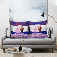 Costa Rica Christmas Pillow Cover with Santa Claus Pink Orchid Tree National Emblem and Festive Pattern Design - Wonder Print Shop