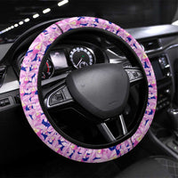 Costa Rica Christmas Steering Wheel Cover with Santa Claus Pink Orchid Tree National Emblem and Festive Pattern Design - Wonder Print Shop