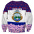 Costa Rica Christmas Sweatshirt with Santa Claus Pink Orchid Tree National Emblem and Festive Pattern Design - Wonder Print Shop