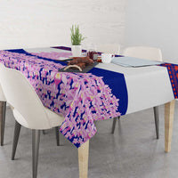 Costa Rica Christmas Tablecloth with Santa Claus Pink Orchid Tree National Emblem and Festive Pattern Design - Wonder Print Shop