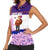 Costa Rica Christmas Women Sleeveless Polo Shirt with Santa Claus Pink Orchid Tree National Emblem and Festive Pattern Design - Wonder Print Shop