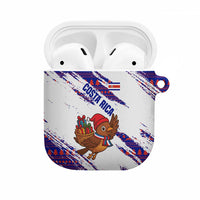 Costa Rica Christmas AirPods Case with Holiday Bird Gifts Red Blue Pattern and National Flag Design - Wonder Print Shop