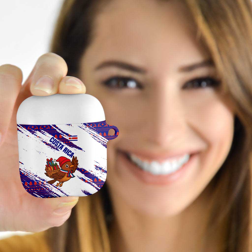 Costa Rica Christmas AirPods Case with Holiday Bird Gifts Red Blue Pattern and National Flag Design - Wonder Print Shop
