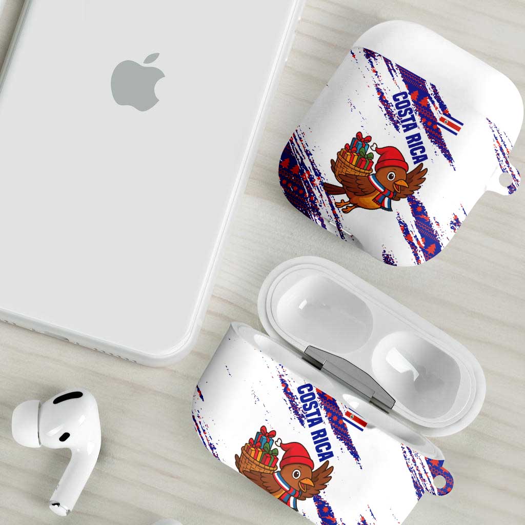 Costa Rica Christmas AirPods Case with Holiday Bird Gifts Red Blue Pattern and National Flag Design - Wonder Print Shop