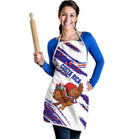 Costa Rica Christmas Apron with Holiday Bird Gifts Red Blue Pattern and National Flag Design - Wonder Print Shop