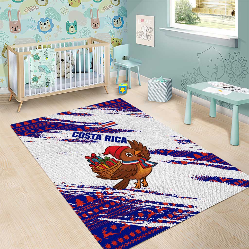 Costa Rica Christmas Area Rug with Holiday Bird Gifts Red Blue Pattern and National Flag Design - Wonder Print Shop