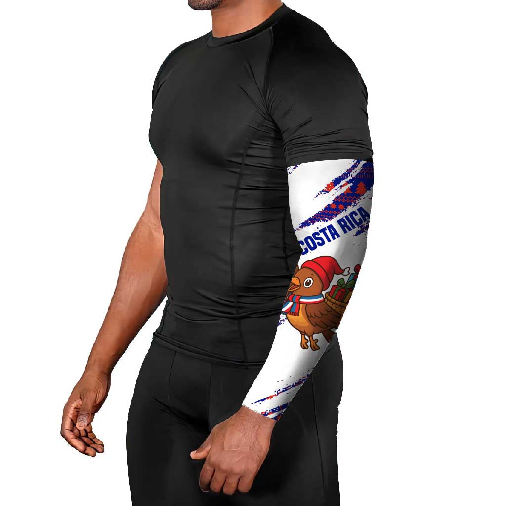 Costa Rica Christmas Arm Sleeves with Holiday Bird Gifts Red Blue Pattern and National Flag Design - Wonder Print Shop