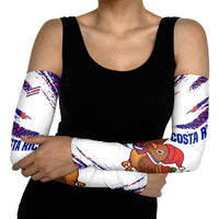 Costa Rica Christmas Arm Sleeves with Holiday Bird Gifts Red Blue Pattern and National Flag Design - Wonder Print Shop