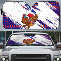 Costa Rica Christmas Auto Sun Shade with Holiday Bird Gifts Red Blue Pattern and National Flag Design - Wonder Print Shop