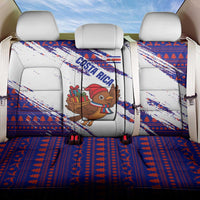 Costa Rica Christmas Back Car Seat Cover with Holiday Bird Gifts Red Blue Pattern and National Flag Design - Wonder Print Shop
