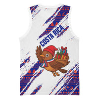 Costa Rica Christmas Basketball Jersey with Holiday Bird Gifts Red Blue Pattern and National Flag Design - Wonder Print Shop