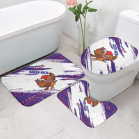 Costa Rica Christmas Bathroom Set with Holiday Bird Gifts Red Blue Pattern and National Flag Design - Wonder Print Shop