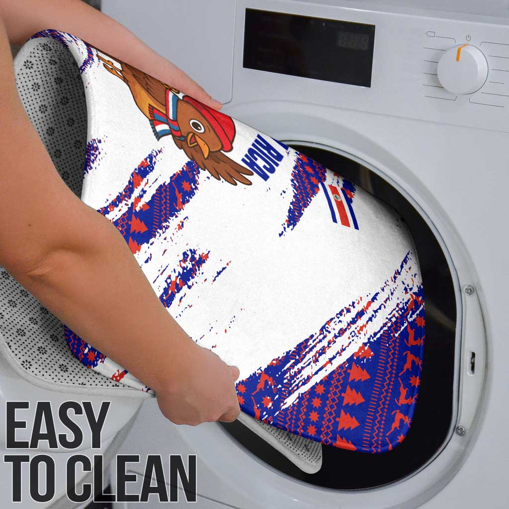 Costa Rica Christmas Bathroom Set with Holiday Bird Gifts Red Blue Pattern and National Flag Design - Wonder Print Shop