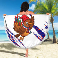 Costa Rica Christmas Beach Blanket with Holiday Bird Gifts Red Blue Pattern and National Flag Design - Wonder Print Shop