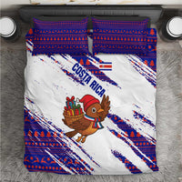 Costa Rica Christmas Bedding Set with Holiday Bird Gifts Red Blue Pattern and National Flag Design - Wonder Print Shop