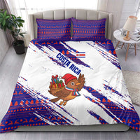 Costa Rica Christmas Bedding Set with Holiday Bird Gifts Red Blue Pattern and National Flag Design - Wonder Print Shop