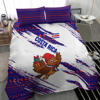 Costa Rica Christmas Bedding Set with Holiday Bird Gifts Red Blue Pattern and National Flag Design - Wonder Print Shop