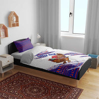 Costa Rica Christmas Bedding Set with Holiday Bird Gifts Red Blue Pattern and National Flag Design - Wonder Print Shop