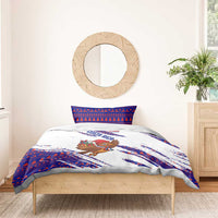 Costa Rica Christmas Bedding Set with Holiday Bird Gifts Red Blue Pattern and National Flag Design - Wonder Print Shop