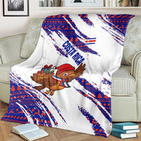Costa Rica Christmas Blanket with Holiday Bird Gifts Red Blue Pattern and National Flag Design - Wonder Print Shop
