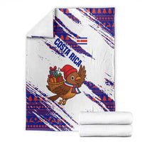 Costa Rica Christmas Blanket with Holiday Bird Gifts Red Blue Pattern and National Flag Design - Wonder Print Shop