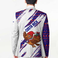 Costa Rica Christmas Blazer with Holiday Bird Gifts Red Blue Pattern and National Flag Design - Wonder Print Shop