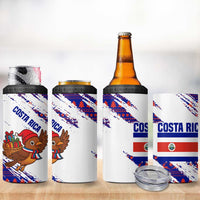 Costa Rica Christmas 4 in 1 Can Cooler Tumbler with Holiday Bird Gifts Red Blue Pattern and National Flag Design - Wonder Print Shop
